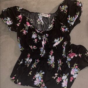 Black Floral Women's Blouse